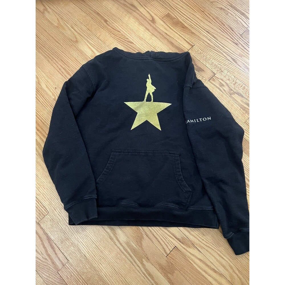 Hamilton Musical Hoodie Black Gold Star Logo Pullover Youth Large L Broadway